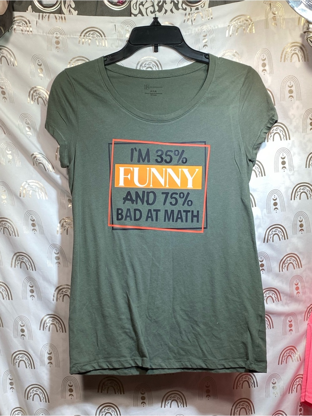 Up cycled Funny Graphic Tee - Olive Green
